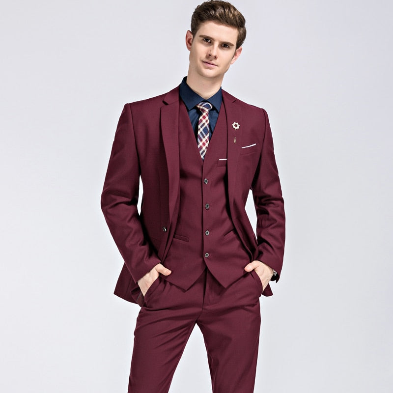 New Fashion Groom Wedding Dress Suit - Men's Casual Business 3-Piece Suit Set, including Blazers, Pants, and Vest. Perfect for Weddings and Special Occasions, this Suit Ensemble exudes Style and Sophistication.