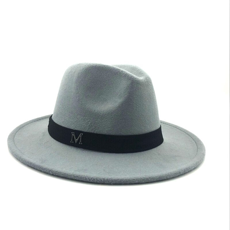 simple Wide Brim Autumn Female Fashion Top Jazz Cap Winter Fashion Wool Fedora Hat For Women Chapeau Femme Black Hats For Men