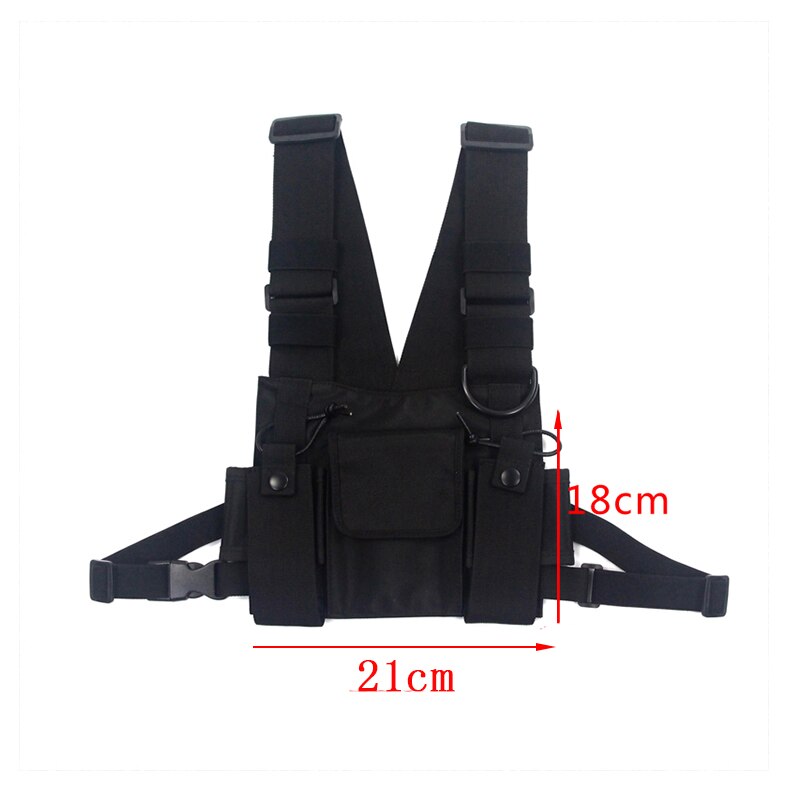 Adjustable Black Vest Hip Hop Streetwear Functional Tactical Harness Chest Rig Kanye West Waist Pack Chest Bag Fashion Nylon c5