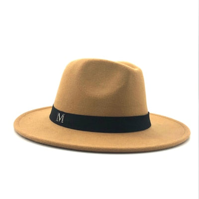 simple Wide Brim Autumn Female Fashion Top Jazz Cap Winter Fashion Wool Fedora Hat For Women Chapeau Femme Black Hats For Men