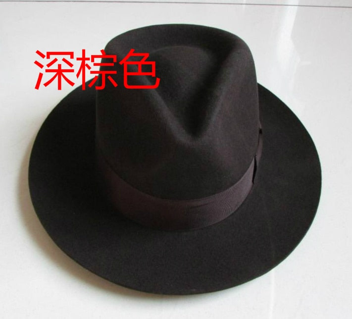 Wool Fedora Hat Unisex Felt Fedoras Hats Adult Fashion Trilby Hats Popular Headwear Wool Fedora Trilby Hats Man&#39;s Cap  B-8130