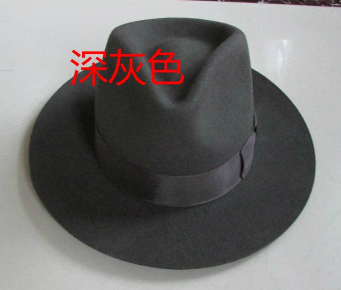 Wool Fedora Hat Unisex Felt Fedoras Hats Adult Fashion Trilby Hats Popular Headwear Wool Fedora Trilby Hats Man&#39;s Cap  B-8130