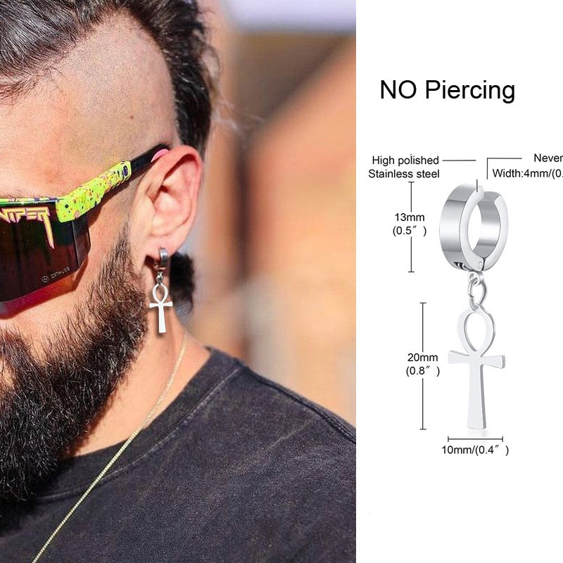 IRREGULAR TRIANGLE LONG CHAIN CUFF EARRING FOR MEN UNISEX JEWELRY ROCK THE COOLEST CONCH HOOP CLIP PIERCING WITHOUT PIERCING