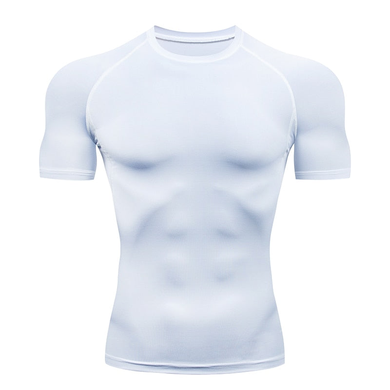 Men&#39;s Running Compression Tshirts Quick Dry Soccer Jersey Fitness Tight Sportswear Gym Sport Short Sleeve Shirt Breathable