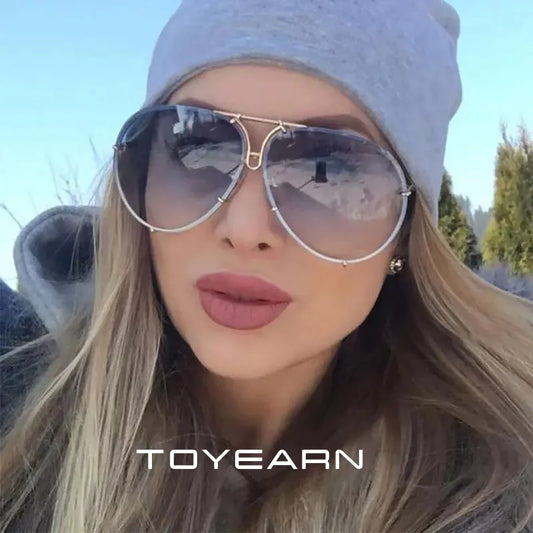 New Fashion Pilot Sunglasses Women Oversized Luxury Sun Glasses For Female Cool Mirror Vintage Lady Gradient Shades UV400