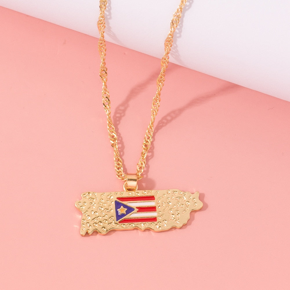 New Fashion Country Map Flag Necklace for Woman Man Liberia Haiti Jamaica Ghana Guinea Nigeria Alloy Pendant Chain Jewelry 2020