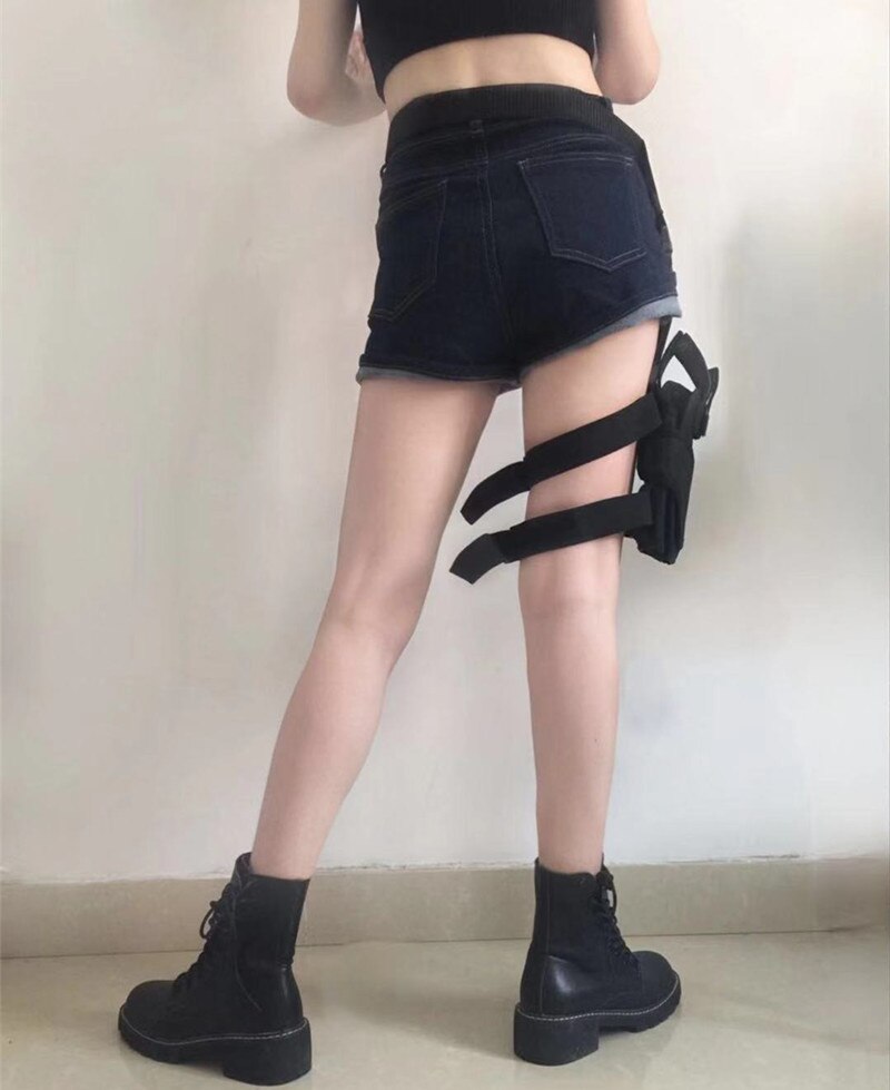 Harajuku Cool Women Leg Bag and Belt Adjustable Waist Bag Accessory Womens Black Fanny Packs Fashion Motorcycle Leg Bags