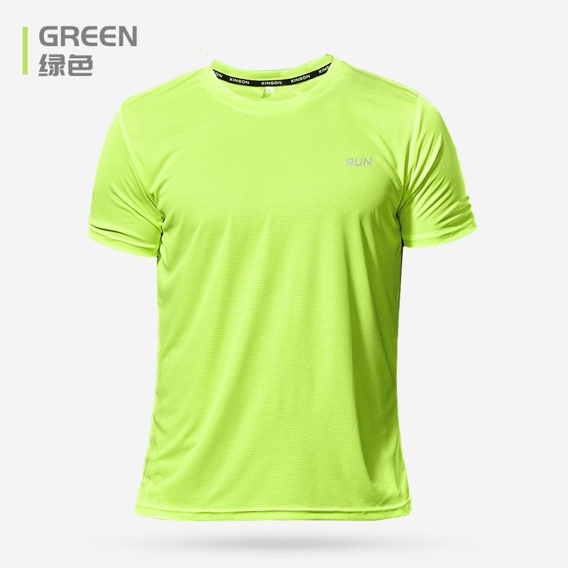 Polyester Gym Shirt Sport T Shirt Men Short Sleeve Running Shirt Men Workout Training Tees Fitness Top Sport T-shirt