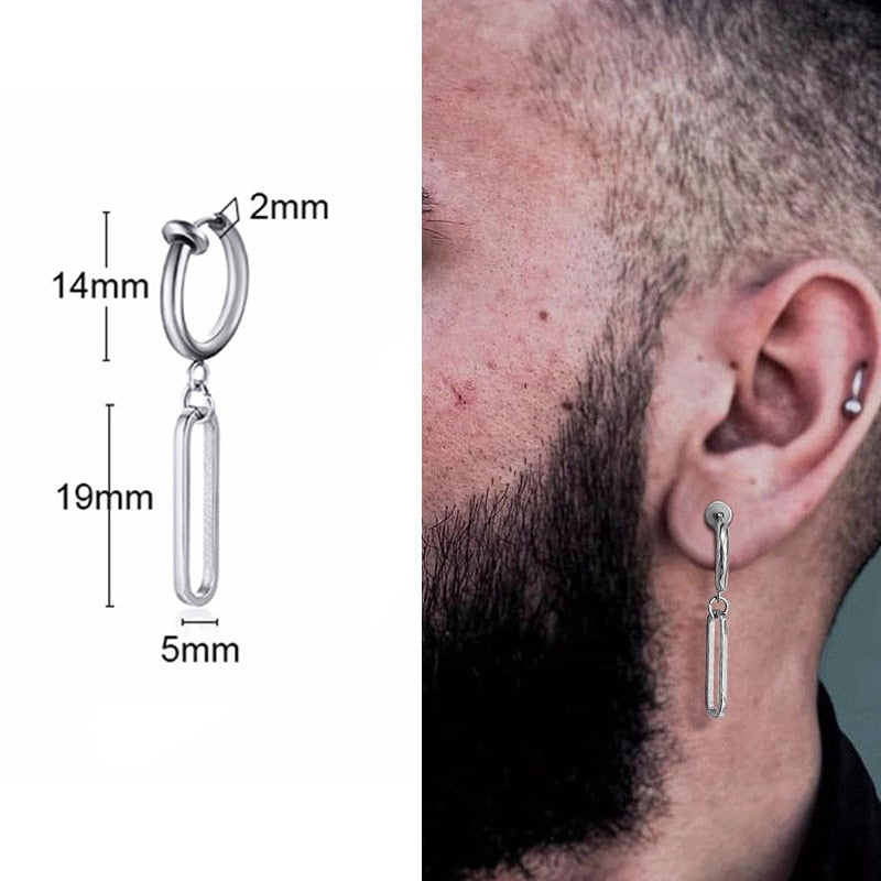 IRREGULAR TRIANGLE LONG CHAIN CUFF EARRING FOR MEN UNISEX JEWELRY ROCK THE COOLEST CONCH HOOP CLIP PIERCING WITHOUT PIERCING