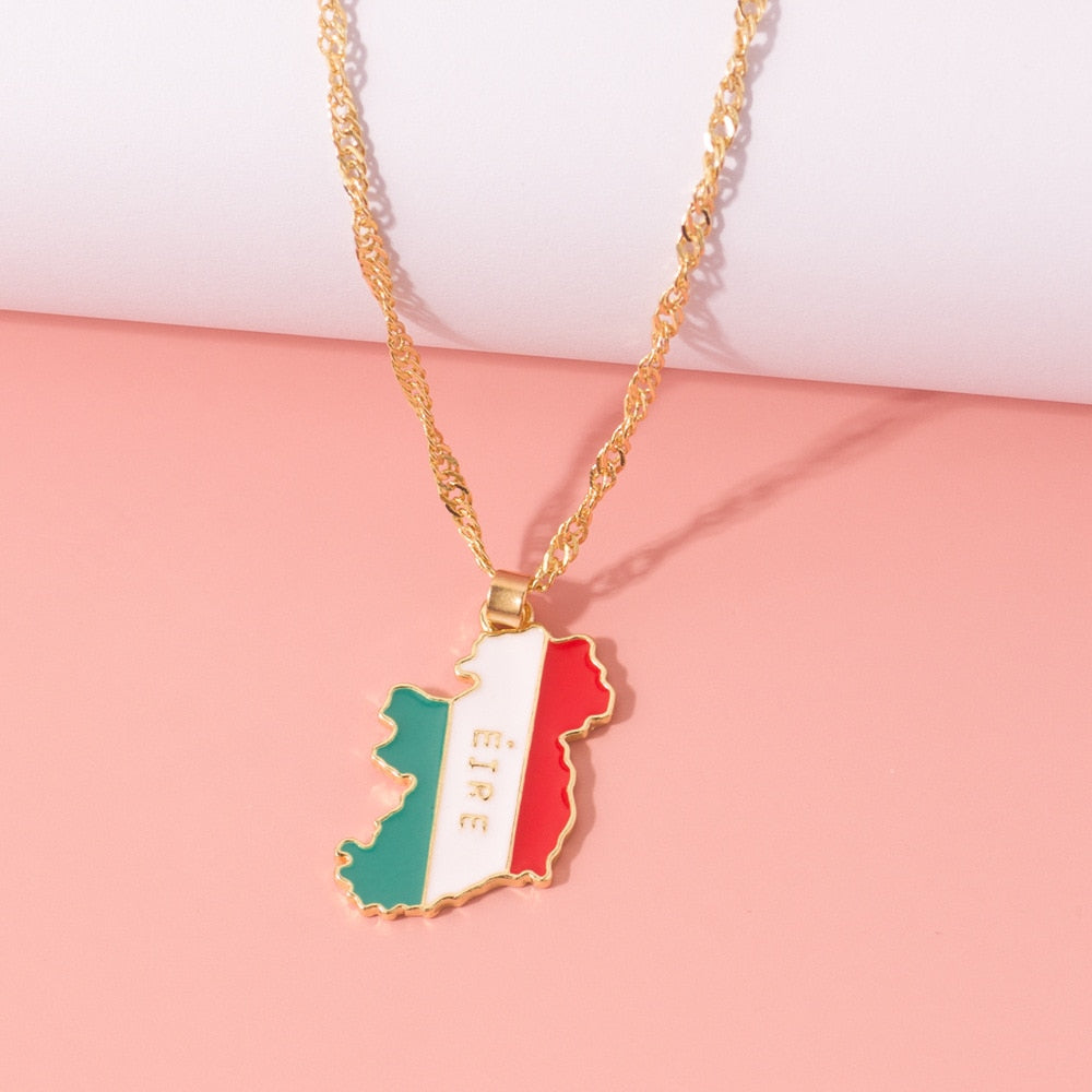 New Fashion Country Map Flag Necklace for Woman Man Liberia Haiti Jamaica Ghana Guinea Nigeria Alloy Pendant Chain Jewelry 2020