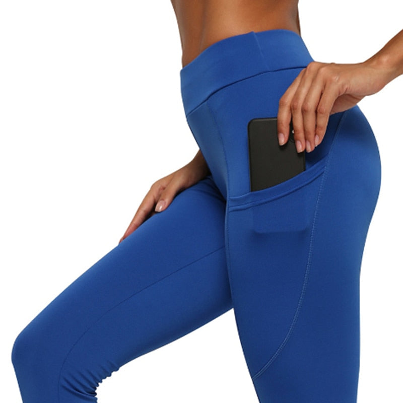 Yoga Pants Women Calf-length Capri Pant Sport leggings Women Fitness Yoga Gym High Waist Pockets Design Sporting Leggings