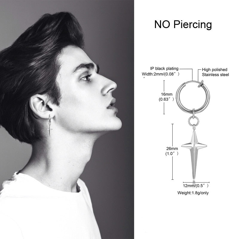 IRREGULAR TRIANGLE LONG CHAIN CUFF EARRING FOR MEN UNISEX JEWELRY ROCK THE COOLEST CONCH HOOP CLIP PIERCING WITHOUT PIERCING