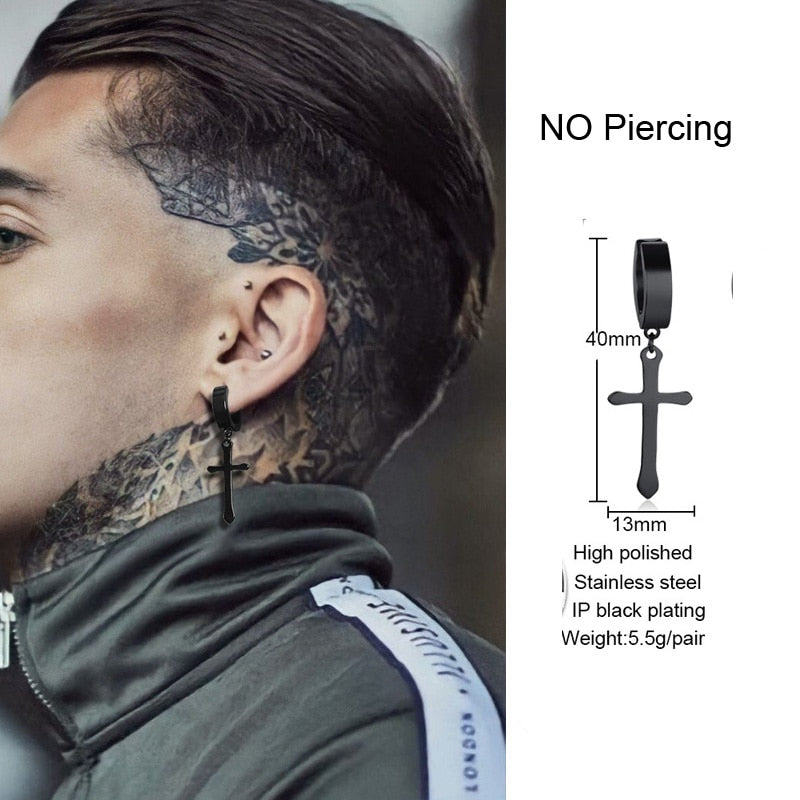 IRREGULAR TRIANGLE LONG CHAIN CUFF EARRING FOR MEN UNISEX JEWELRY ROCK THE COOLEST CONCH HOOP CLIP PIERCING WITHOUT PIERCING