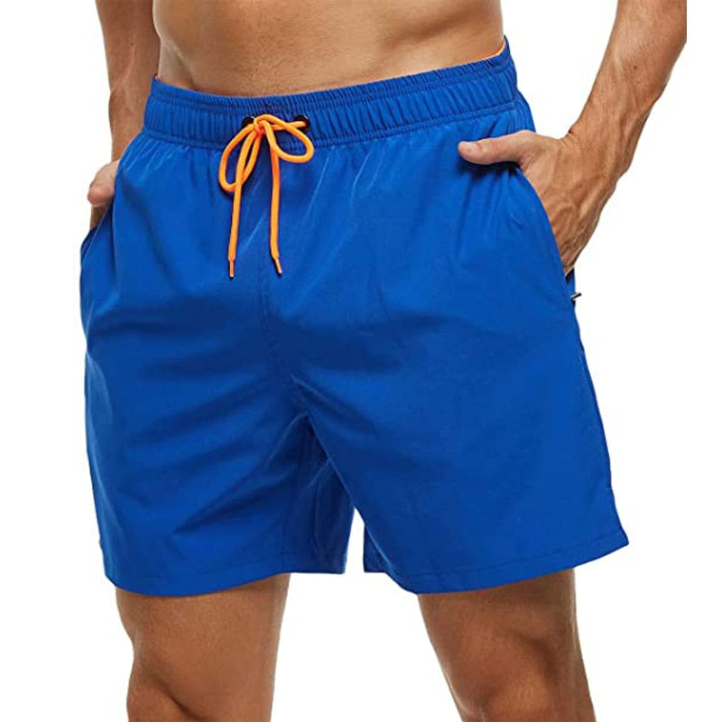 Fashion Beach Shorts Elastic Closure Men&#39;s Swim Trunks Quick Dry Beach Shorts With Zipper Pockets