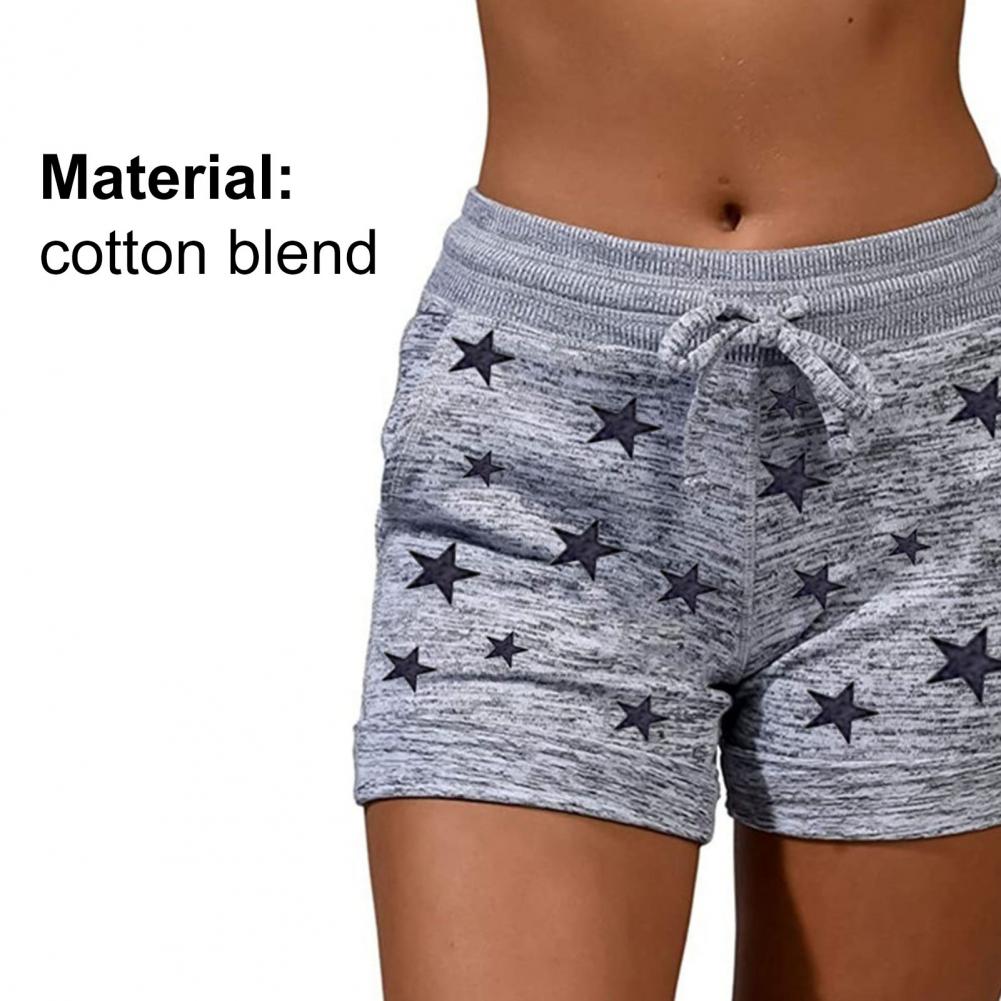 Summer Women Shorts High Waist Stars Print Quick Drying Drawstring Pockets Shorts for Fitness shorts for women ladies 2021