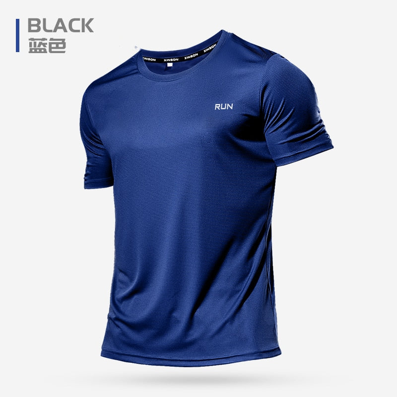 Polyester Gym Shirt Sport T Shirt Men Short Sleeve Running Shirt Men Workout Training Tees Fitness Top Sport T-shirt