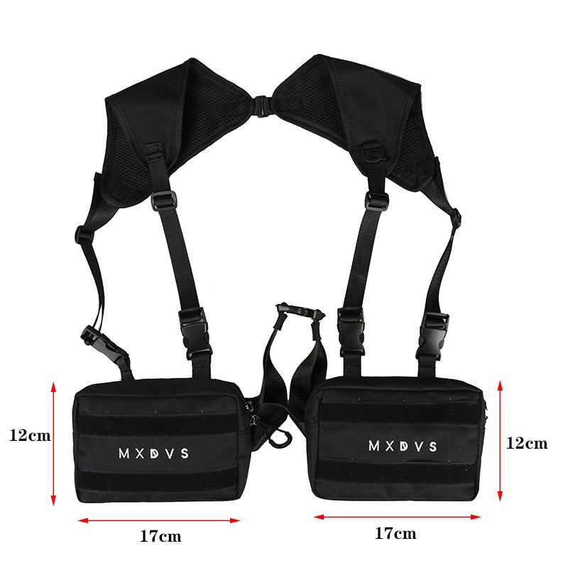 Tactical Unisex Chest Rig Bag - Streetwear Men's Vest Bag with Functional Tooling, Hip Hop Vest Design.