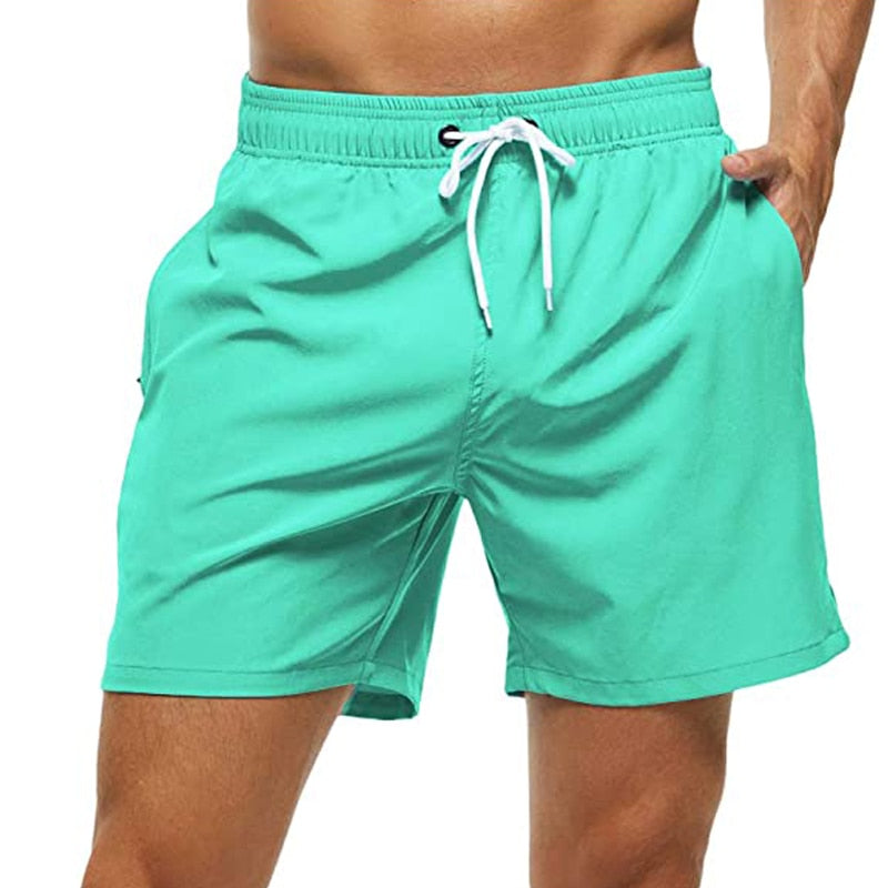 Fashion Beach Shorts Elastic Closure Men&#39;s Swim Trunks Quick Dry Beach Shorts With Zipper Pockets