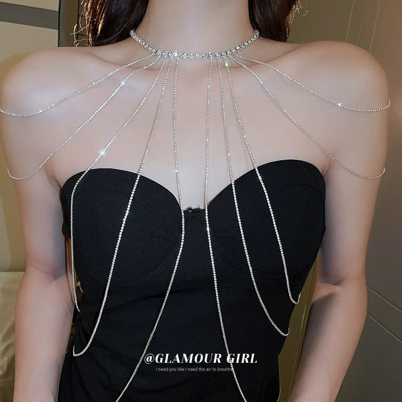 Diamond Bridal Gown Exaggerated Tassel One-Piece Necklace