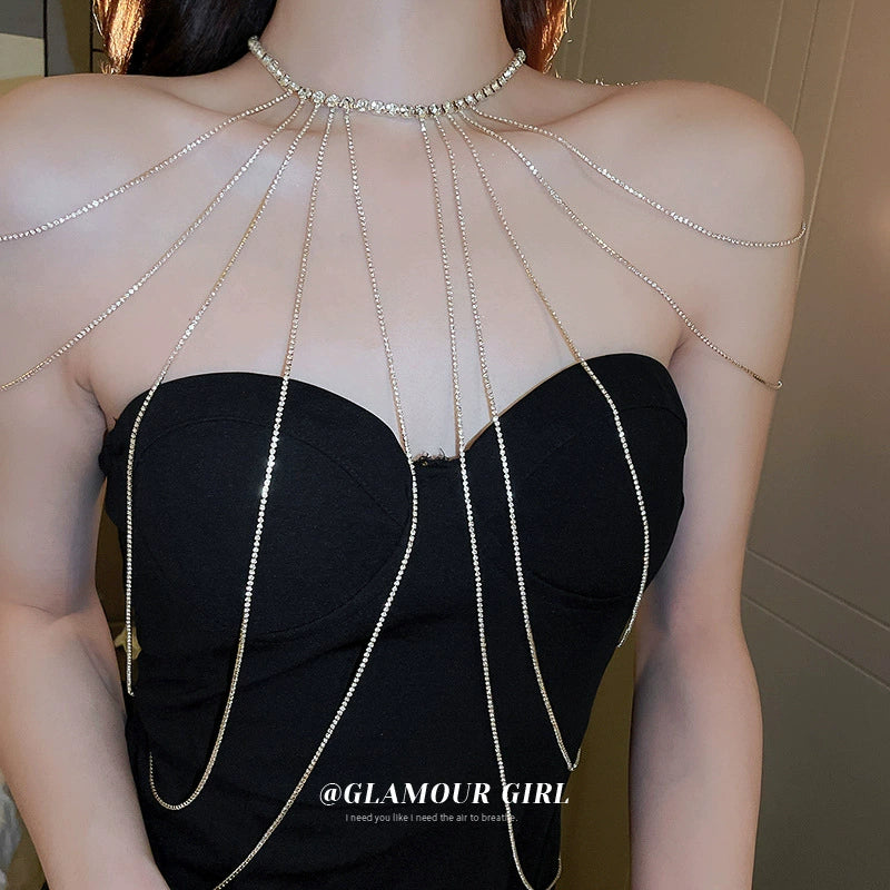 Diamond Bridal Gown Exaggerated Tassel One-Piece Necklace