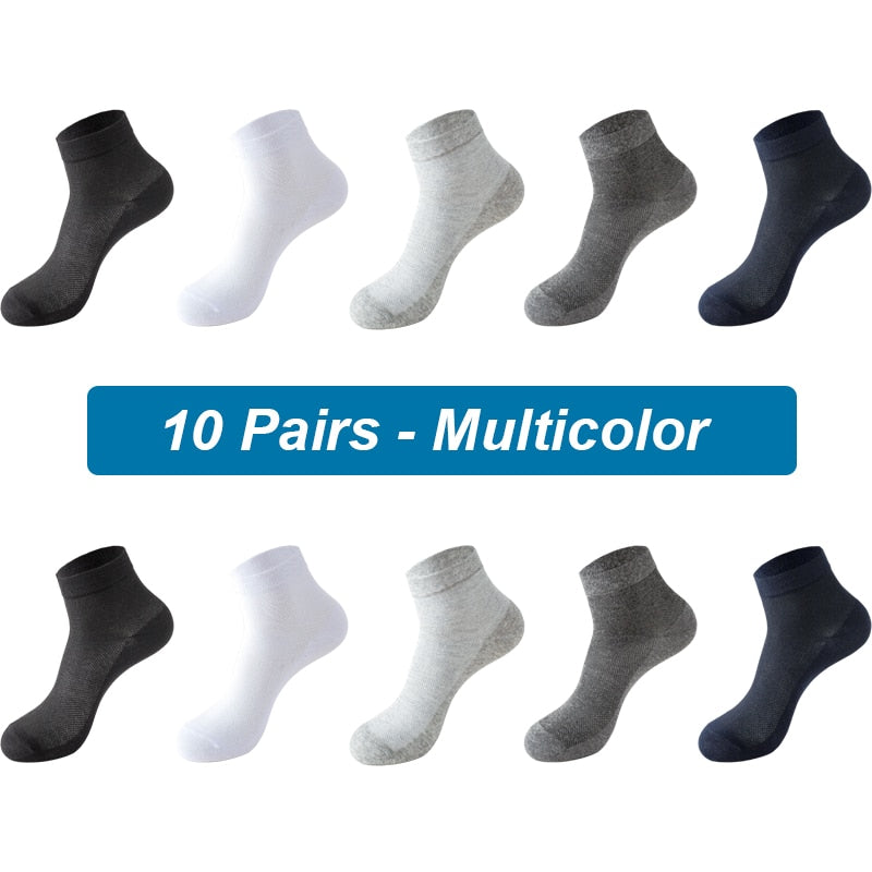 10Pairs Men Mesh Socks Organic Cotton Breathable Black White Business Sock Casual Athletic Spring Summer for Male Size EUR38-45