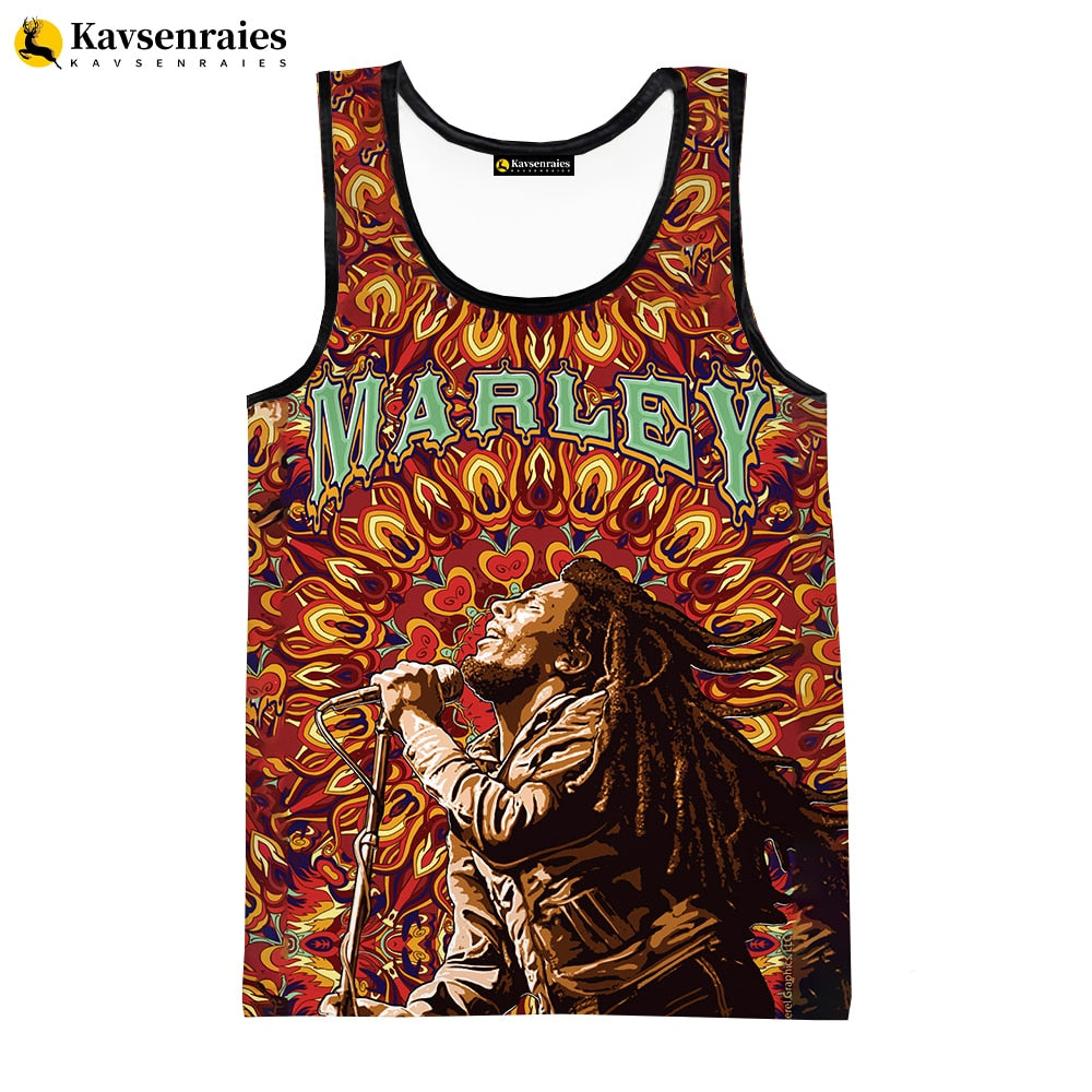 Bob Marley Vest New Fashion Summer Fitness Men Tank Tops Sleeveless Women Hip Hop Harajuku Streetwear Beach Undershirt