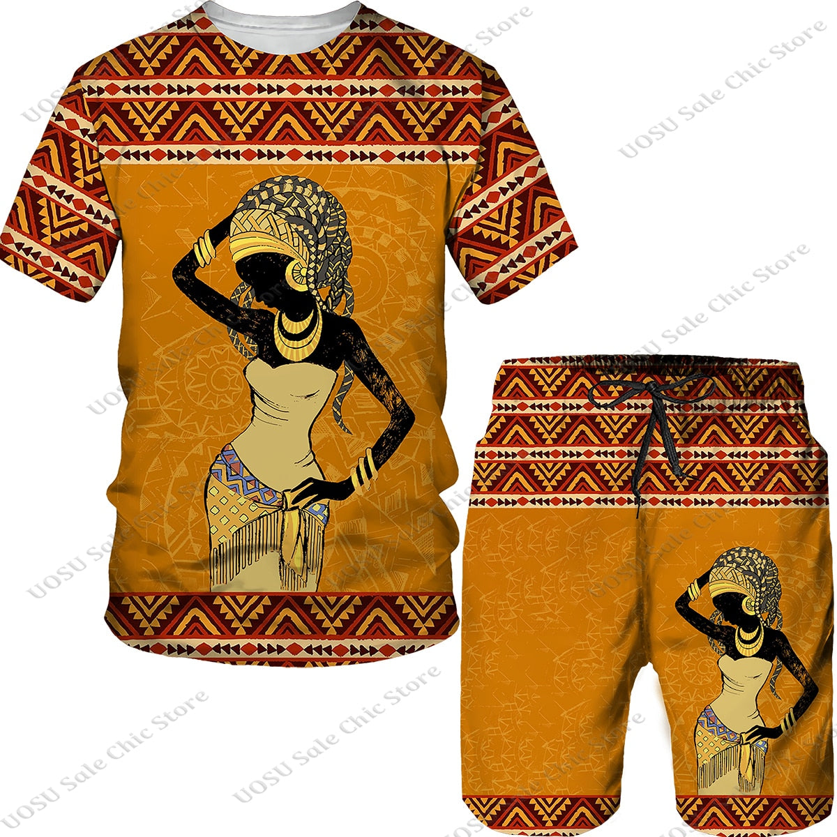 Man Summer Short Sleeve Africa Print Tees/Shorts/Suits Folk-custom T Shirt Shorts Tracksuit Set African Clothes for Men Oversize