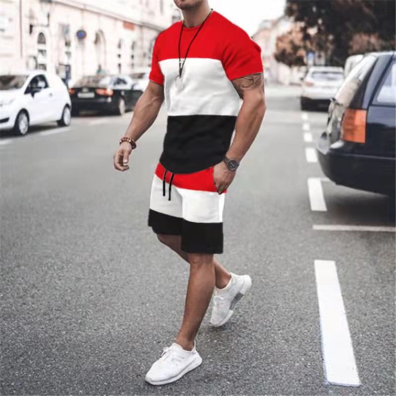 Men Sets Summer Tracksuit Fashion Clothing For Man Casual Short Sleeves Print T-Shirt+Shorts Suits Streetwear Oversized Clothes