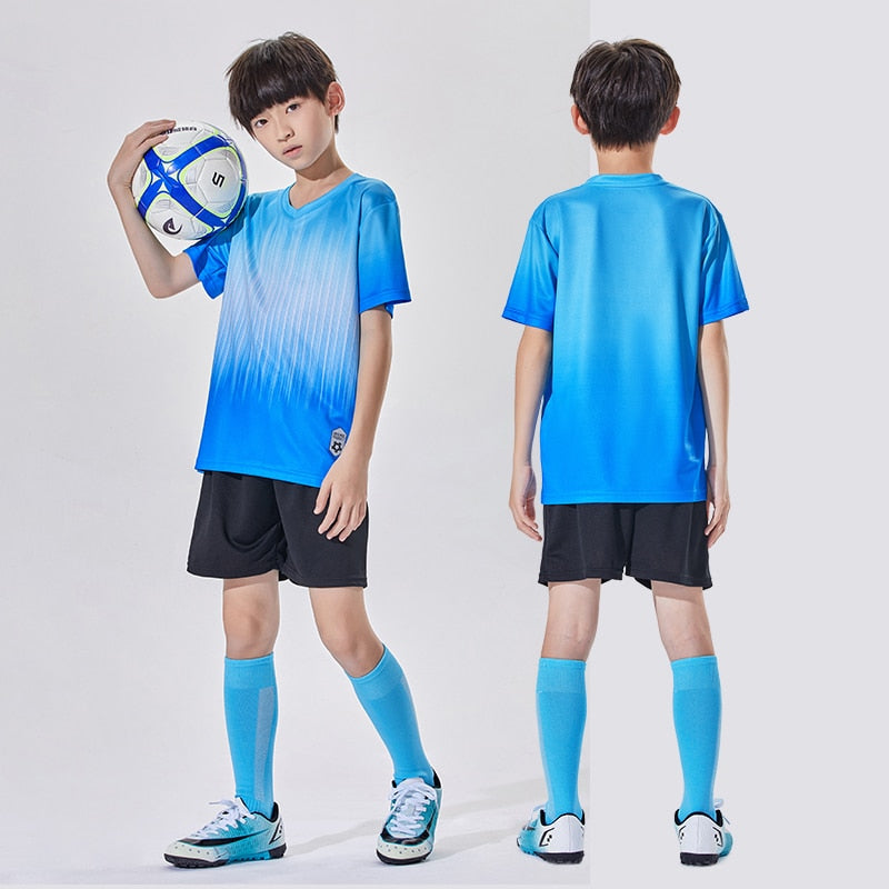 Wholesale Custom 100% Polyester Cheap Children&#39;s Soccer Jerseys Breathable Football Jersey Sets Soccer Uniform Set For Kids Y305