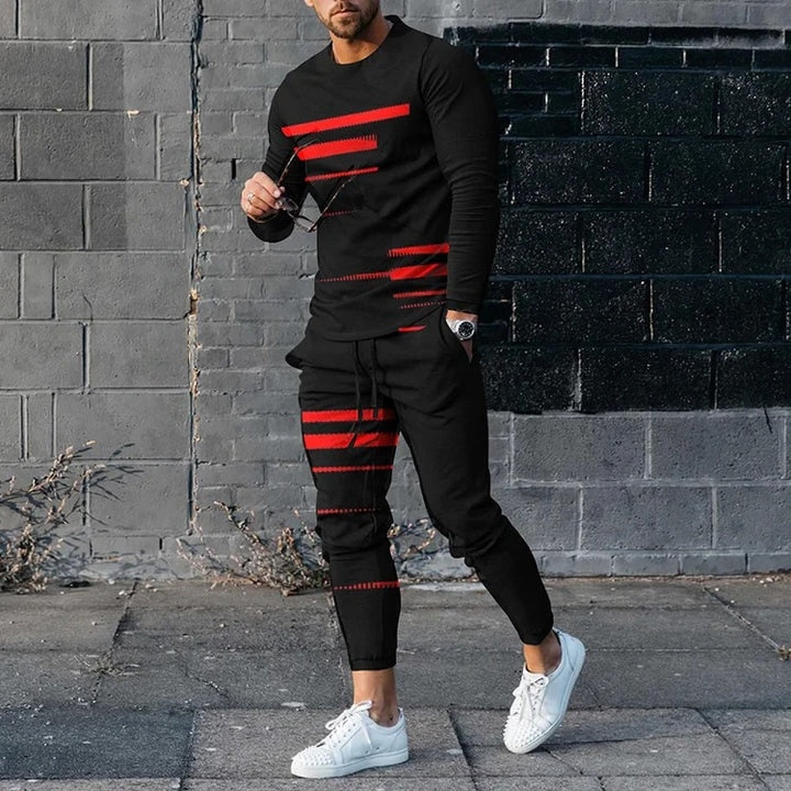 Autumn Long Sleeve+Trousers Suit Men Streetwear Casual Men Long Style Set Oversized Set Long Tracksuit Men Clothing 2 Piece Sets