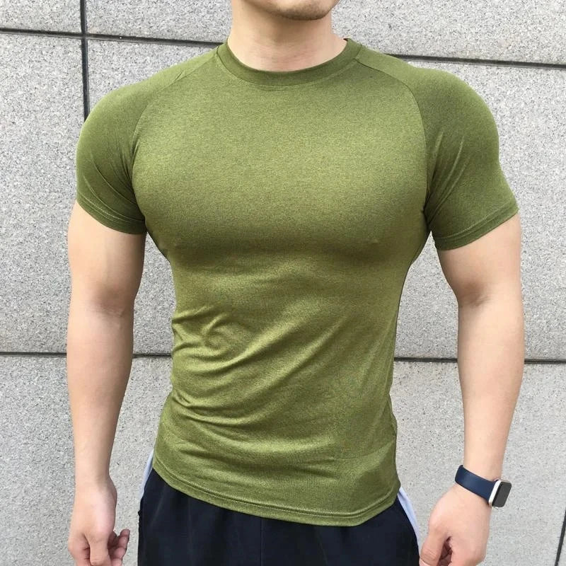 New Men Summer Short Sleeve Fitness T Shirt Running Sport Gym Compression T Shirt Workout Casual High Quality Tops Clothing