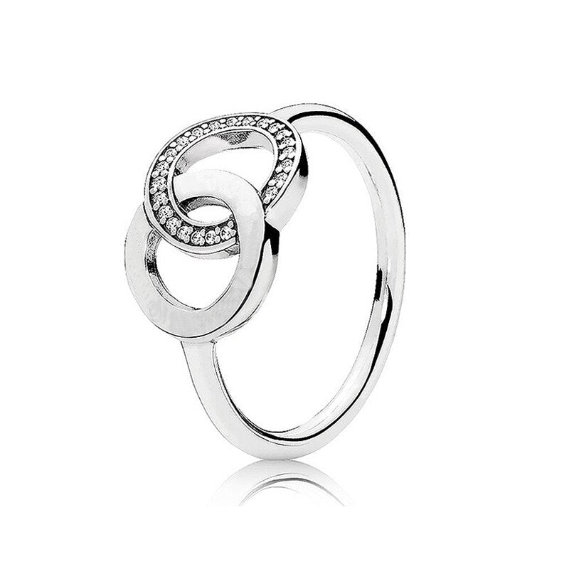 Wholesale 925 Silver Europe Signature Love Knot Radiant Teardrop Timeless Elegance Allure Heart clover Ring for Women Jewelry