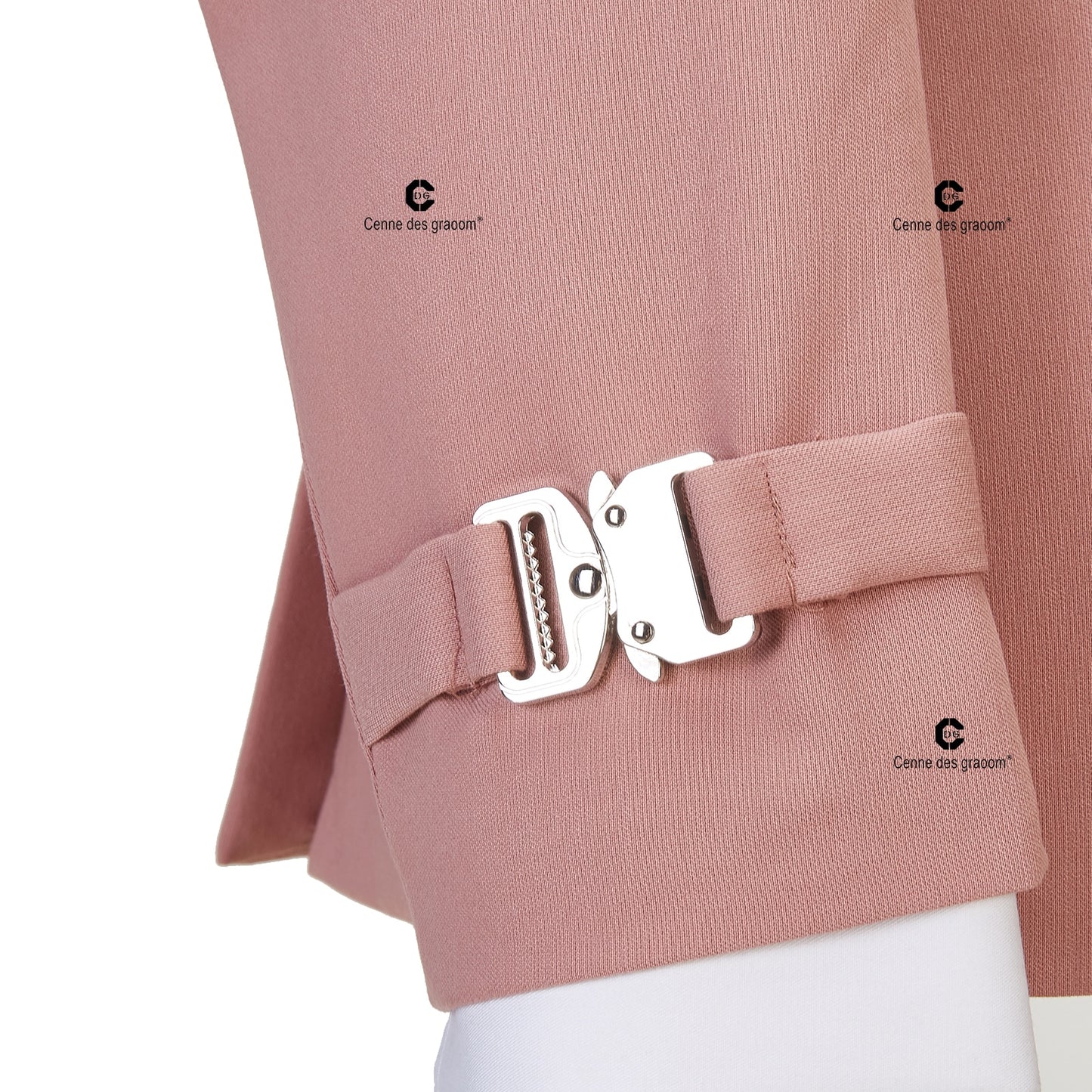 Cenne Des Graoom New Coat Design Dapper Style Metal Side Release Buckle Pink Men Suits 2 Pieces Set Dinner Wedding Party