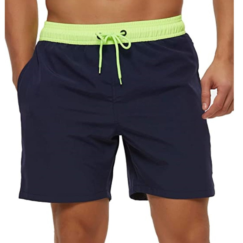 Fashion Beach Shorts Elastic Closure Men&#39;s Swim Trunks Quick Dry Beach Shorts With Zipper Pockets