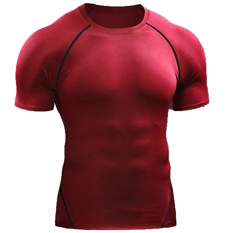 Compression T Shirt Men Summer Sportswear Running T-shirt Elastic Quick Dry Sport Tops Tee Athletic Gym Workout Shirts Men