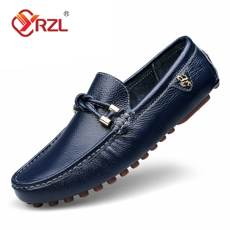 YRZL Leather Loafers for Men Handmade Moccasins Men Shoes Flats Casual Leather Shoes for Men Luxury Comfy Mens Loafers Size 47