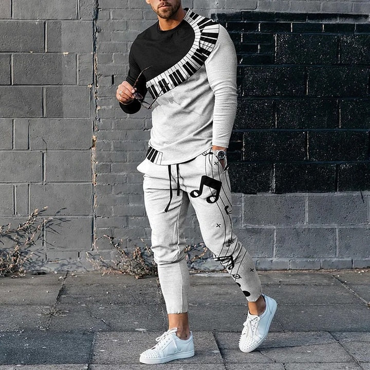 Autumn Long Sleeve+Trousers Suit Men Streetwear Casual Men Long Style Set Oversized Set Long Tracksuit Men Clothing 2 Piece Sets