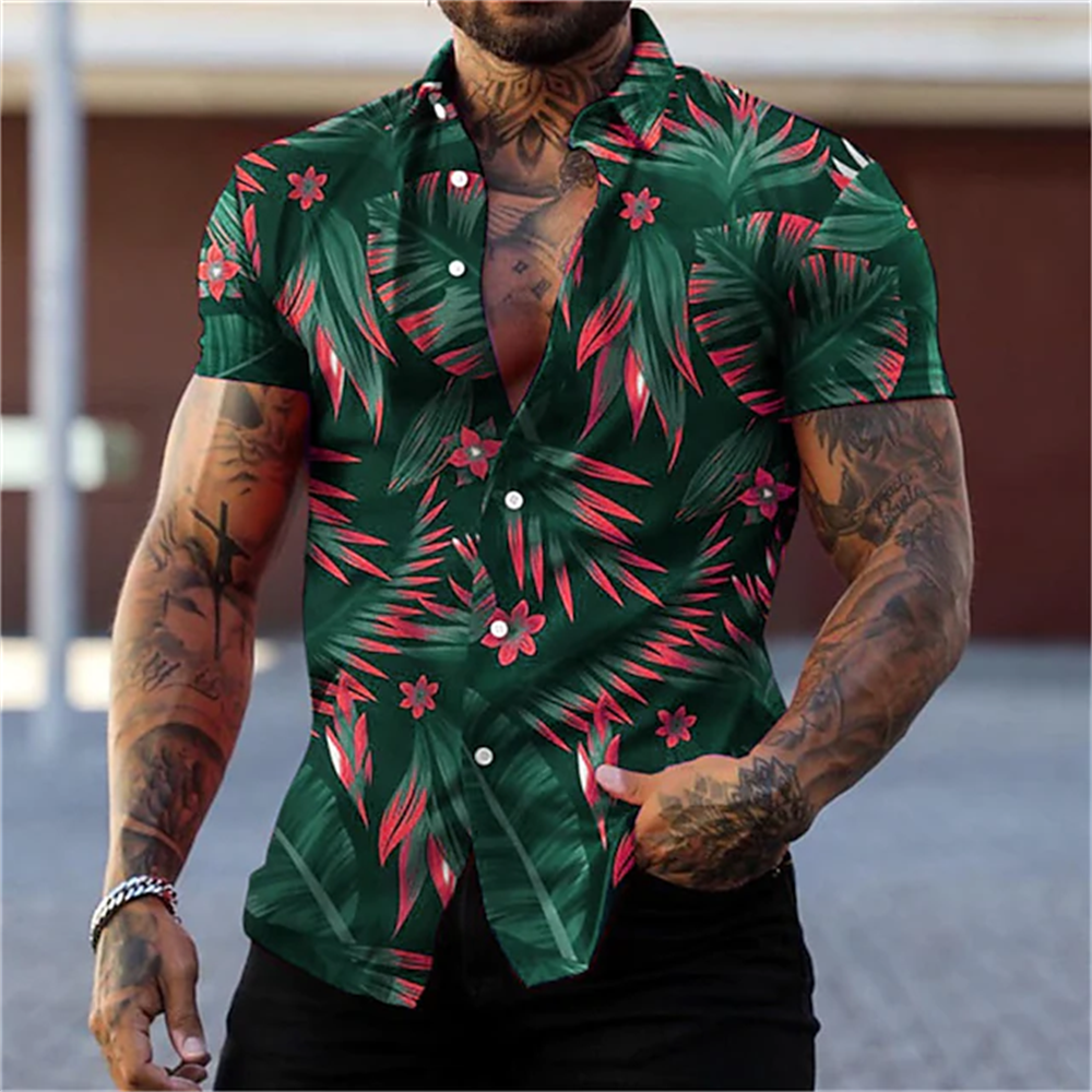 Hawaiian Shirt For Mens 2023 3D Print Short Sleeve Blouse Beach Holiday Top Tee Summer Oversized Men&#39;s Clothing Camisa Masculina