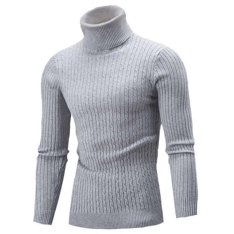 Winter Men's Warm Sweater Long Sleeve Turtleneck Sweater Retro Knitted Sweater Pullover Sweater