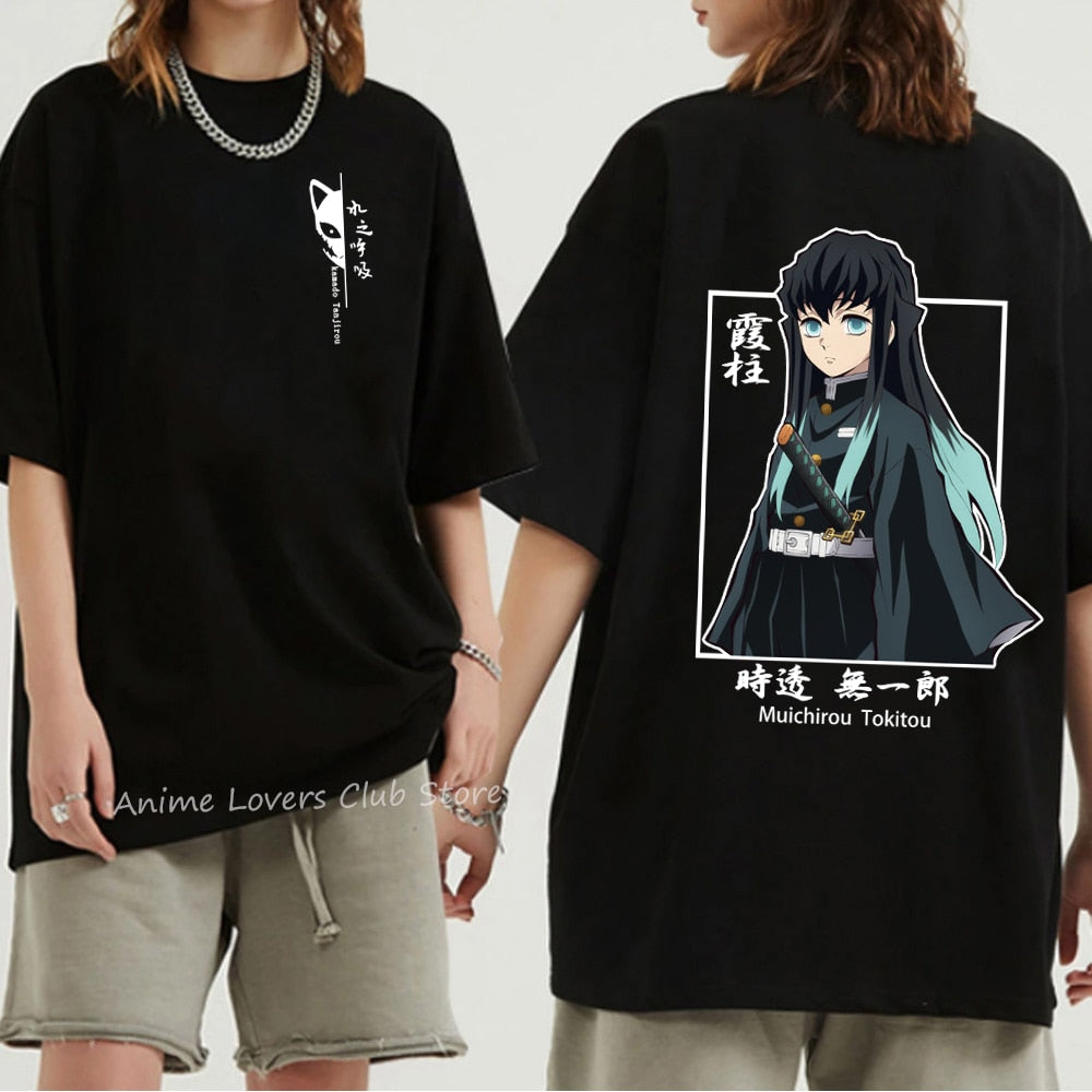 Unisex Demon Slayer T Shirt 100% Cotton T-Shirts Anime Print T-Shirt Rengoku Kyoujurou Nezuko Ninja Short Top Y2k Harajuku Tops