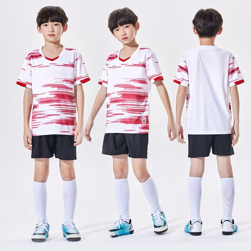 Wholesale Custom 100% Polyester Cheap Children&#39;s Soccer Jerseys Breathable Football Jersey Sets Soccer Uniform Set For Kids Y305