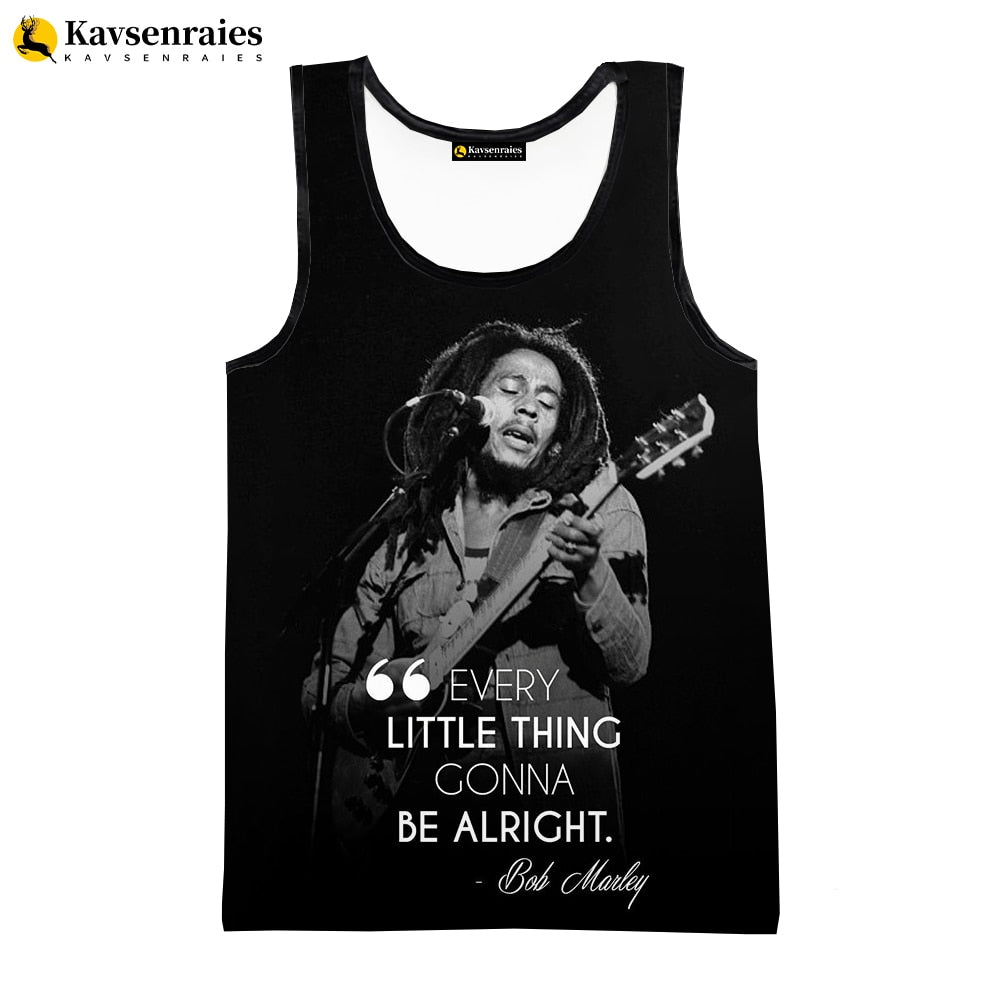 Bob Marley Vest New Fashion Summer Fitness Men Tank Tops Sleeveless Women Hip Hop Harajuku Streetwear Beach Undershirt