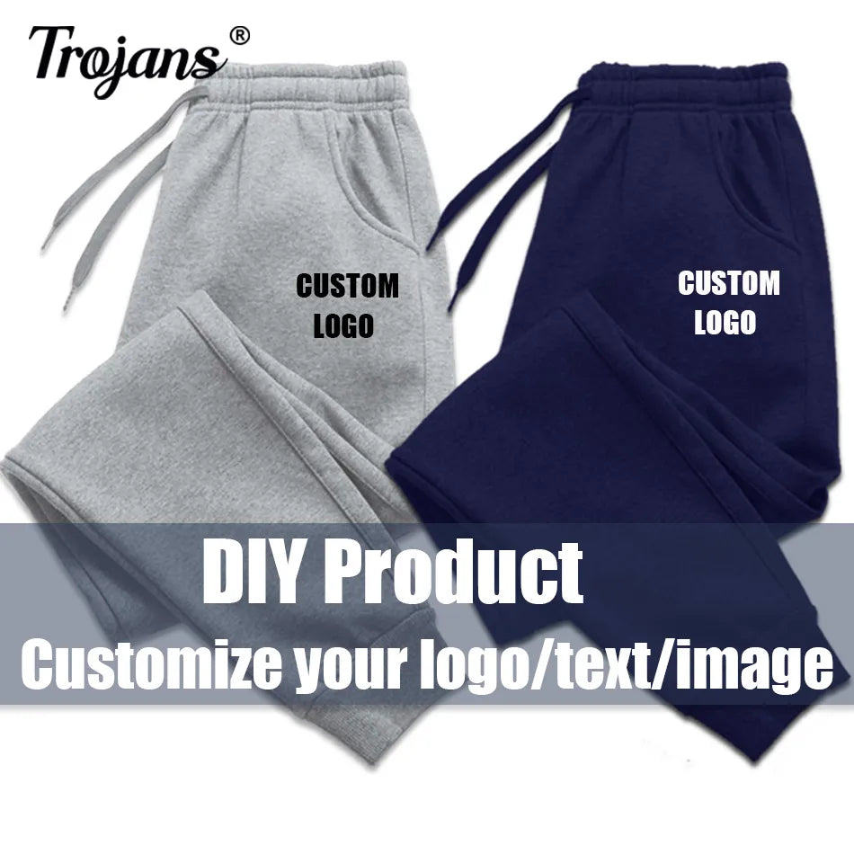 Custom Your Logo Men Women Fleece Long Pants Mens Casual Sweatpants Soft Sports Trousers Jogging Autumn Winter Pants