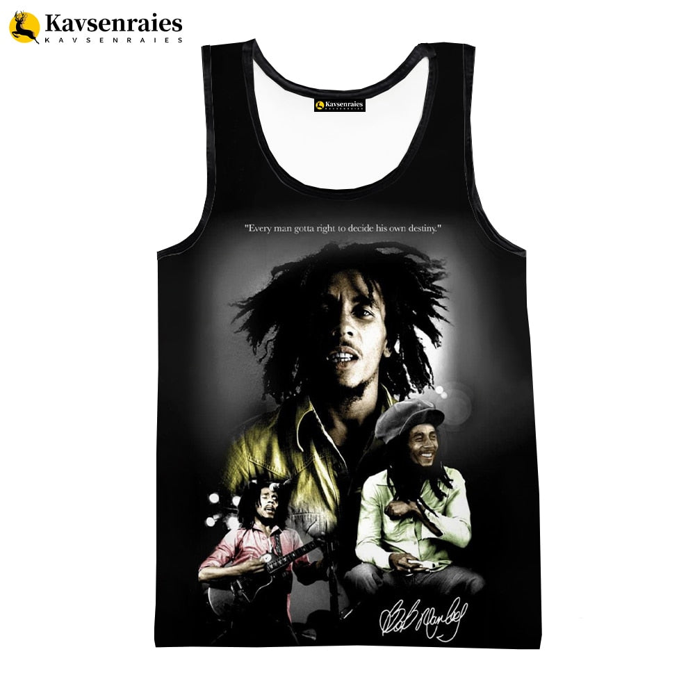 Bob Marley Vest New Fashion Summer Fitness Men Tank Tops Sleeveless Women Hip Hop Harajuku Streetwear Beach Undershirt