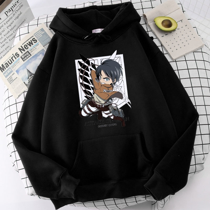 Attack on Titan Hoodies Eren Yeager Anime Print Hoodie Long Sleeve Loose Hip Hop Sweatshirt Men Streetwear Oversized Hoody Tops