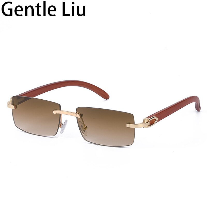 Punk Rimless Rectangle Sunglasses Men 2022 Fashion Vintage Trendy Small Square Sun Glasses for Male Frameless Eyewear UV400