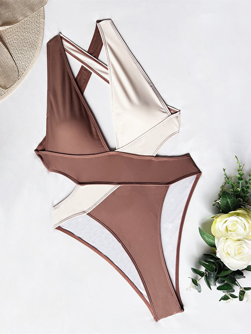 Push Up Monokini 2023 Woman Swimsuits Sexy Thong One Piece Criss Cross Bikini Summer Bathing Suit Pleated Women Swimwear Solid