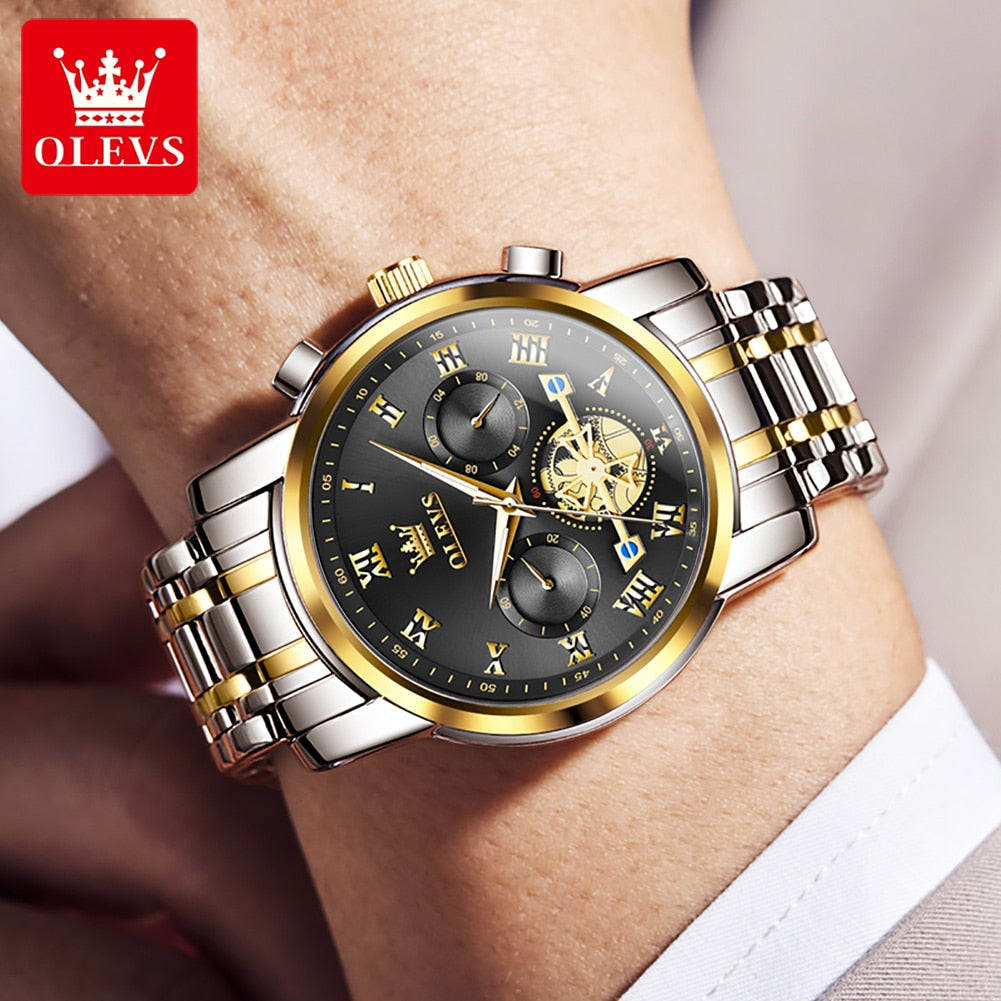 OLEVS Top Brand Men&#39;s Watches Classic Roman Scale Dial Luxury Wrist Watch for Man Original Quartz Waterproof Luminous Male reloj