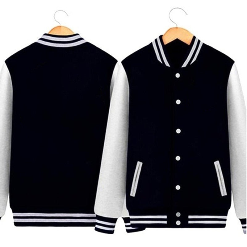 Spring Autumn Men&#39;s Pilot Bomber Couple Baseball Jacket University Varsity Solid Color Casual Korean Clothes