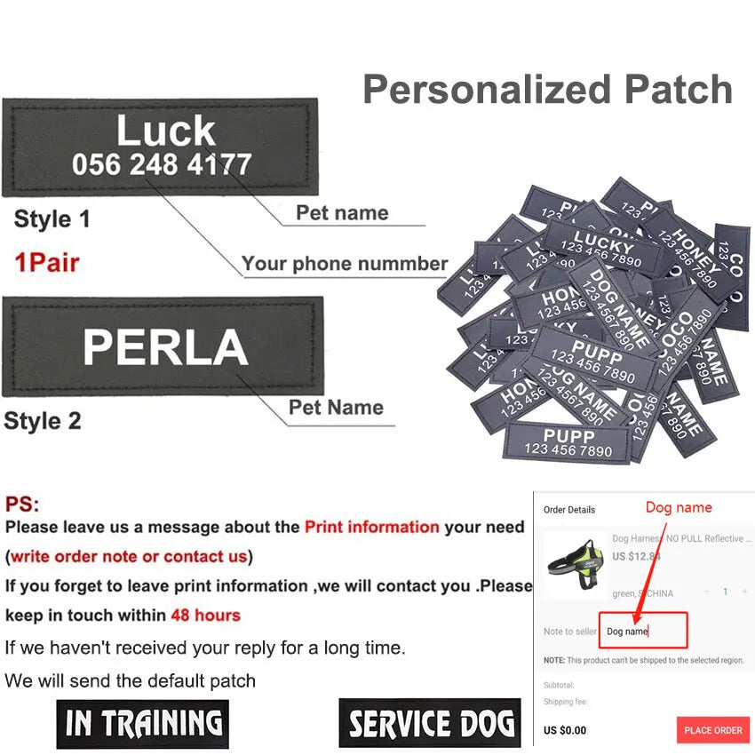 Personalized Dog Harness NO PULL Reflective Breathable Pet Harness Vest For Small Large Dog outdoor Walk Training Accessories